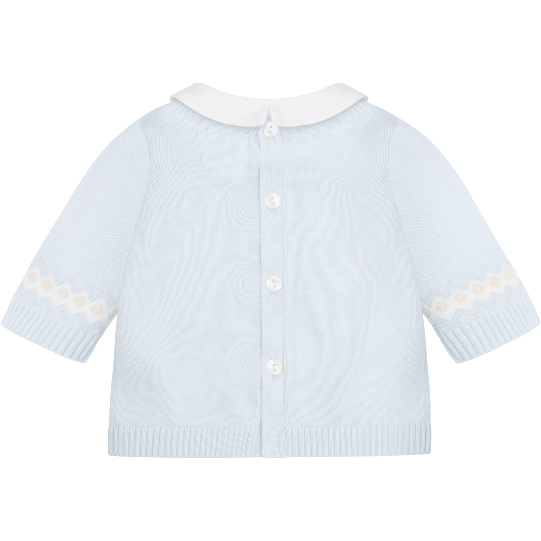 Emile et Rose Baby Blue Three Piece Teddy Bear Knitted Baby Set With Matching Hat - Kipling
