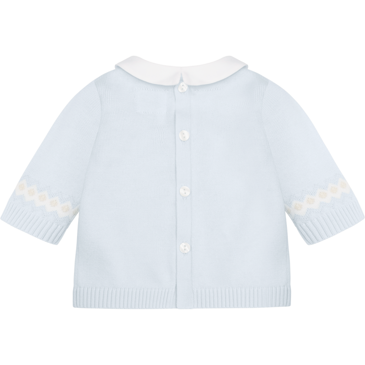Emile et Rose Baby Blue Three Piece Teddy Bear Knitted Baby Set With Matching Hat - Kipling