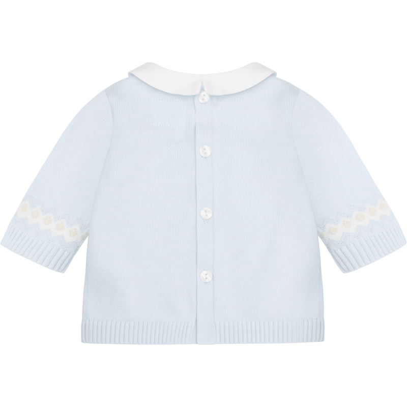 Emile et Rose Baby Blue Three Piece Teddy Bear Knitted Baby Set With Matching Hat - Kipling