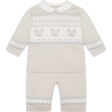 Emile et Rose Beige Three Piece Teddy Bear Knitted Baby Set With Matching Hat - Kipling