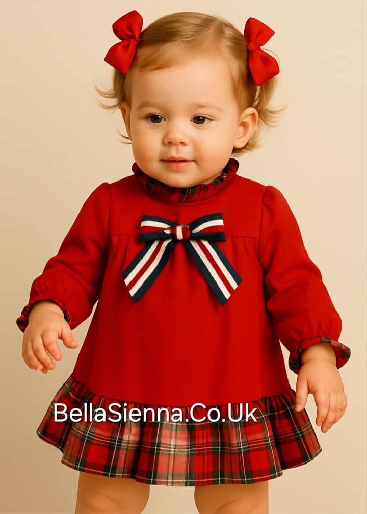 Miranda Red & Tartan Dress With Bow - Winter- 0152/V