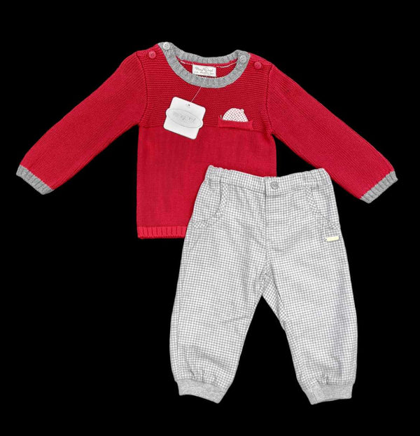 Mayoral Boys Red Jumper With  Navy Trousers Set