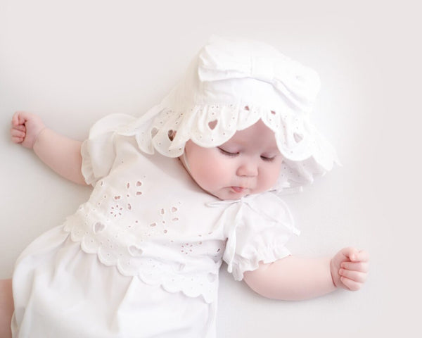 Little A White Broderie Anglaise Sunhat "Jen" - LA24113