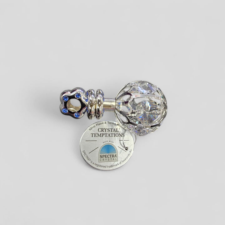 Crystal Temptations Pram Charm Silver Plated With Blue Crystal