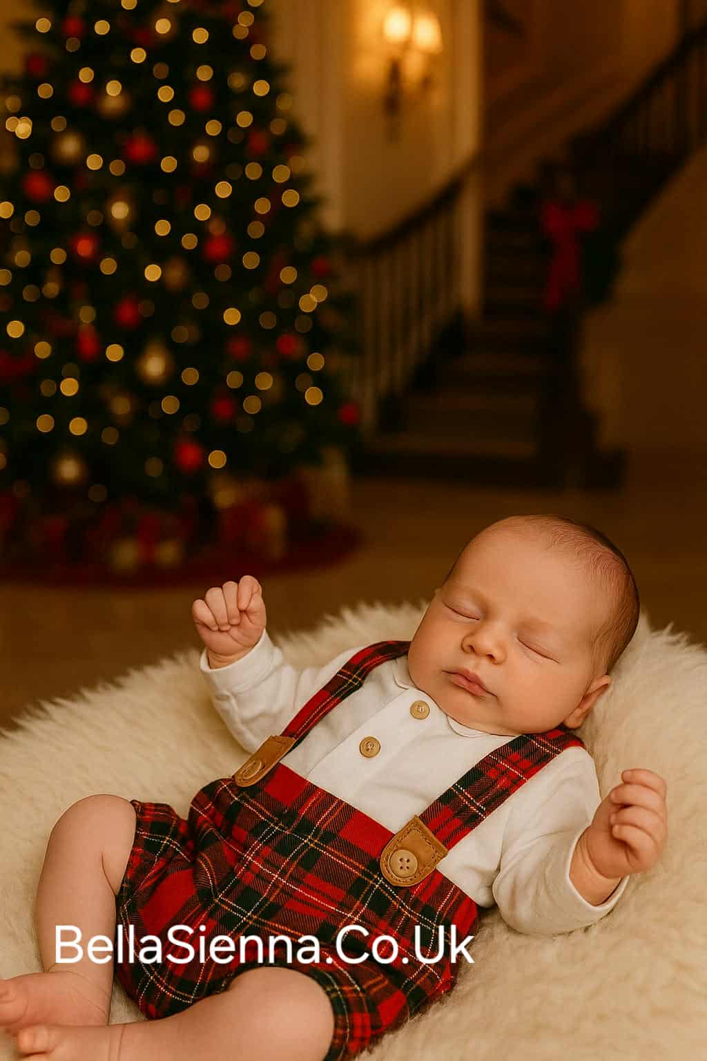 Calamaro Red Tartan Boys Outfit With Braces - 11092