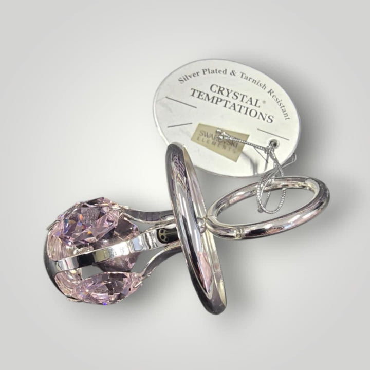 Crystal Temptations Pram Charm Silver Plated With Pink Crystal