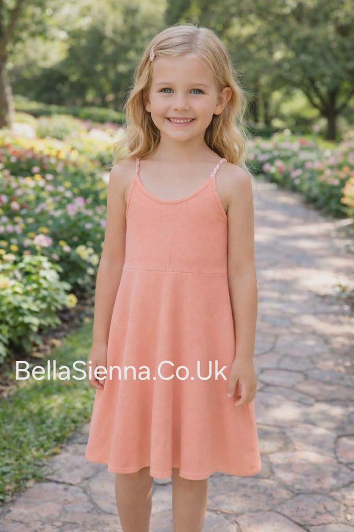 Mayoral Rib Older Girls Summer Sun Dress - 6987 - Coral