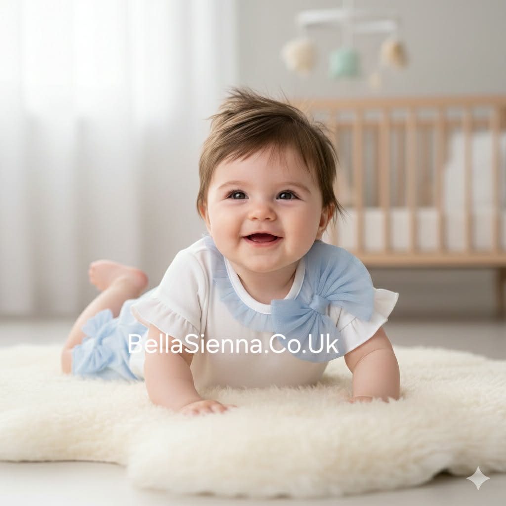 Mintini Beautiful Girls Blue Top & Shorts Set With Tulle Bow Detail - MB6498