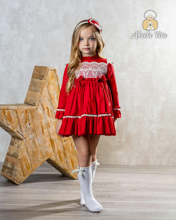 Abuela Tata Red & Cream Dress - 2599397