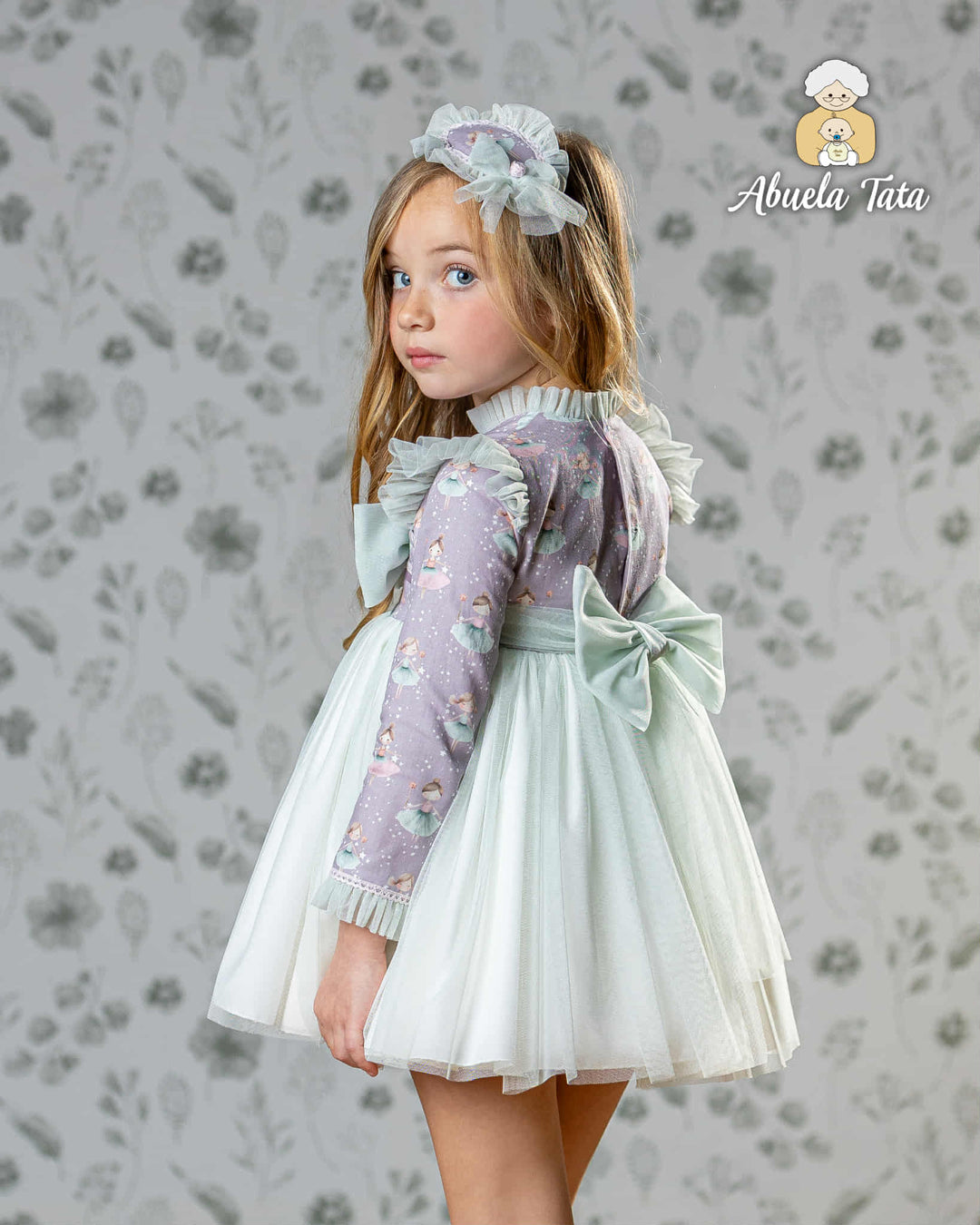 Abuela Tata Lilac & Green Tulle Ballerina Headband To Match - 2599400 - 0899400