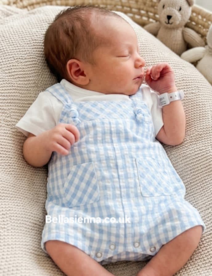 Tutto Piccolo Baby Boys Pale Blue Gingham Shortie Romper 1280