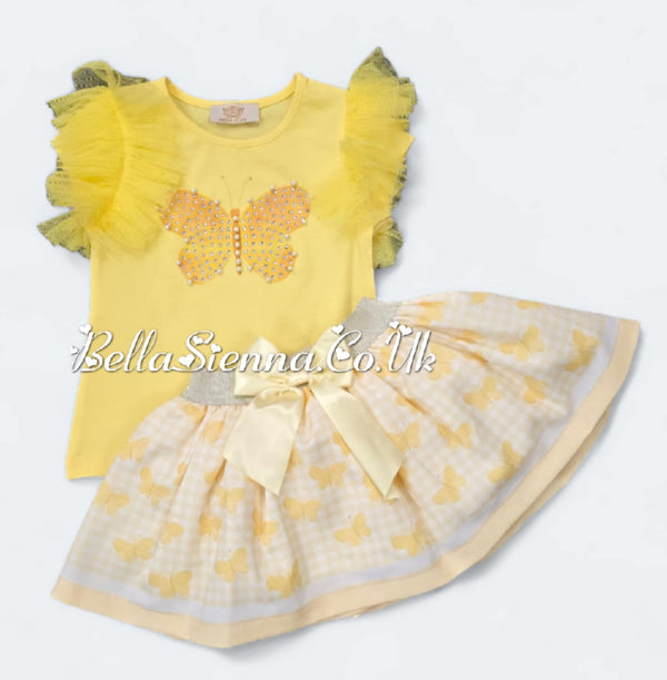 Lemon "Butterfly" Tulle & Bow Skirt & Top Set