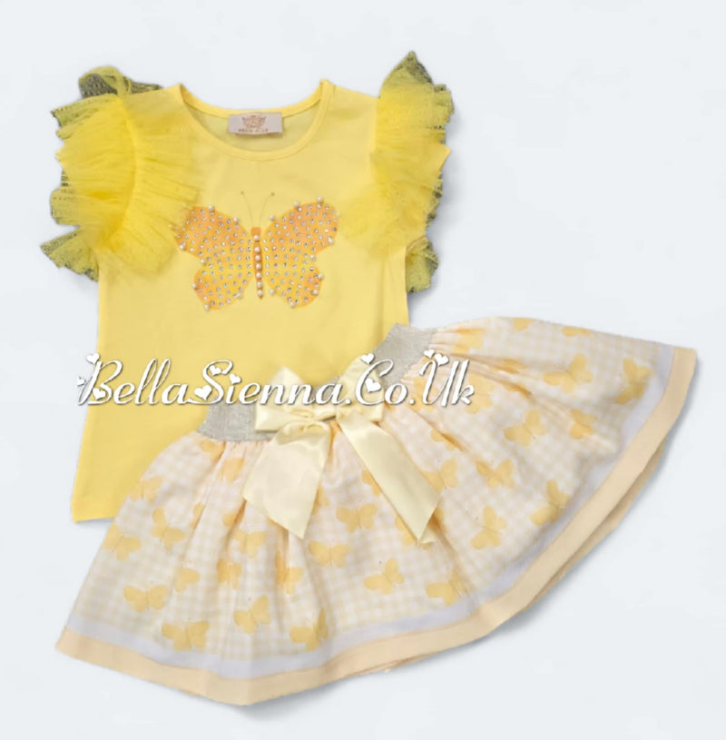 Lemon "Butterfly" Tulle & Bow Skirt & Top Set
