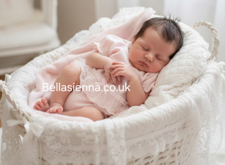 Mac Ilusion Two Piece Baby Girl Blue Fine Knitted Outfit with lace 7226X