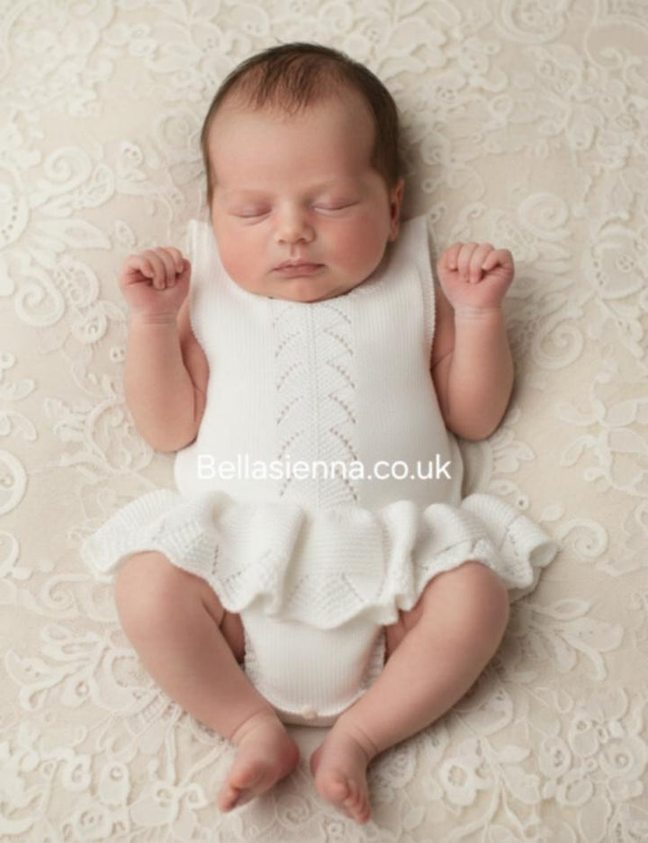 Mac ilusion Fine Knitted Romper For Baby Girl 8038  white