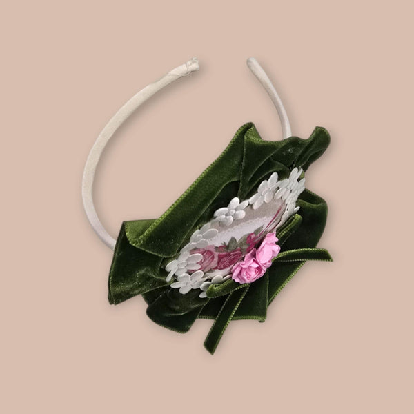 Abuela Tata Girls Green Velvet Headband