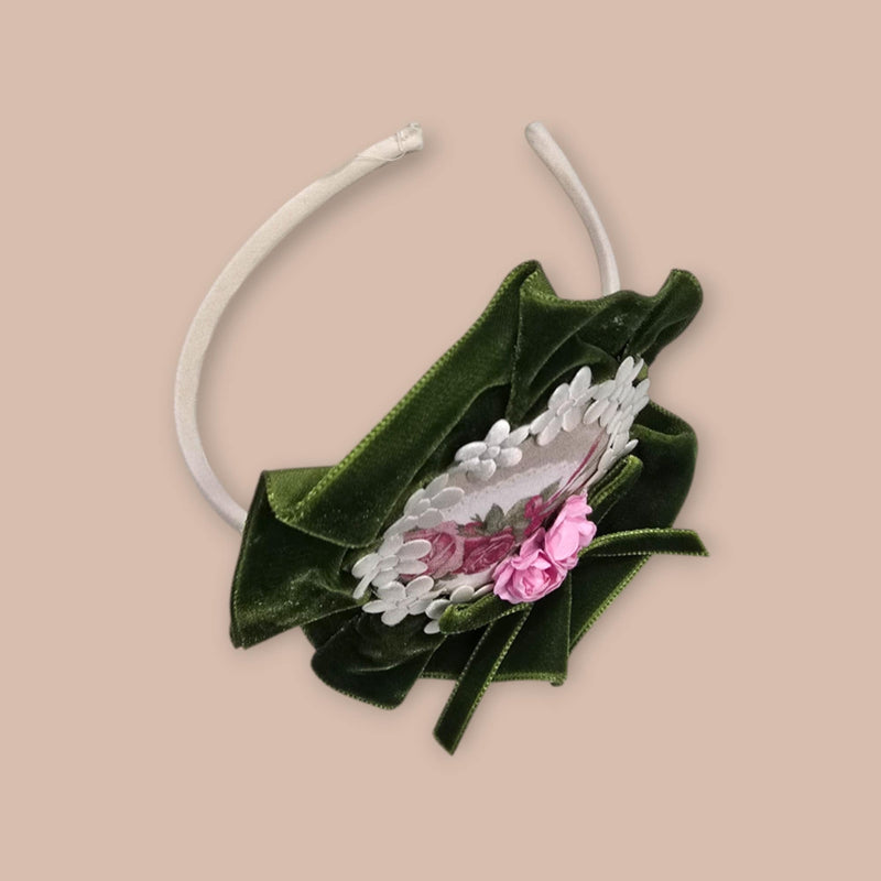 Abuela Tata Girls Green Velvet Headband