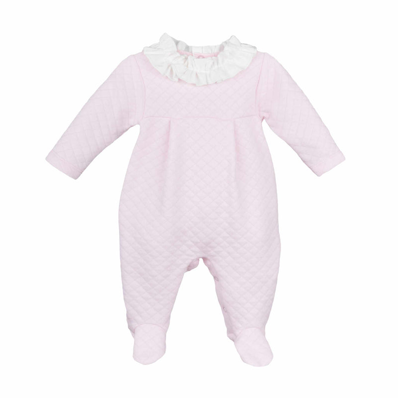 Calamaro Baby Girls Pink All In One Babygrow With Frill - 33032
