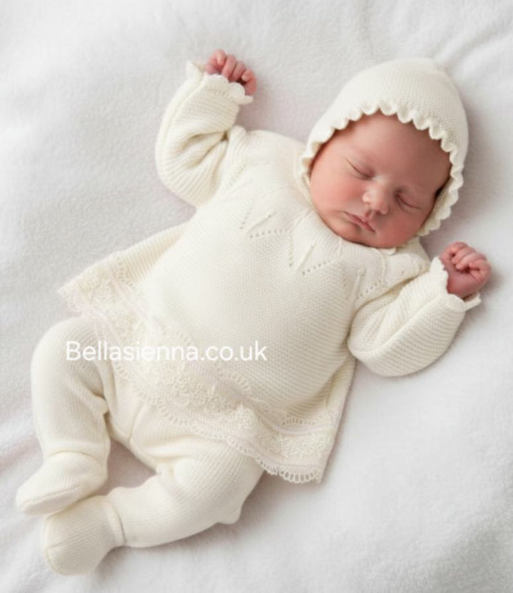 Mac Ilusion  Newborn Baby  Three Piece Outfit 7416 Ivory