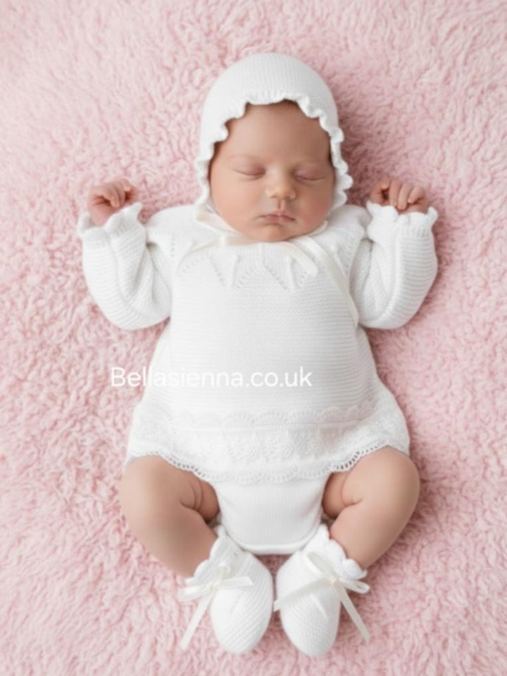 Mac Ilusion Baby Newborn  Four Piece Outfit 7422 White/Blanco