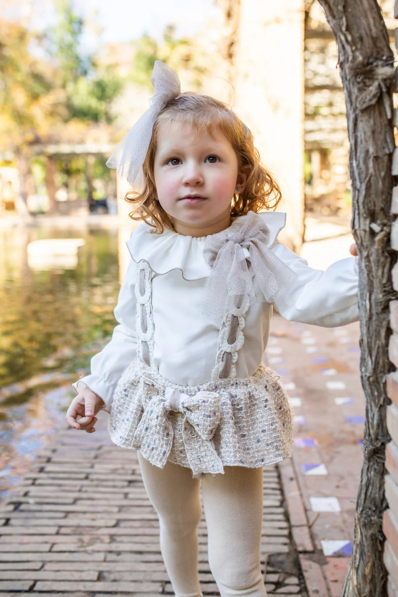 Naxos Beige Tweed Girls Jam Pant Set