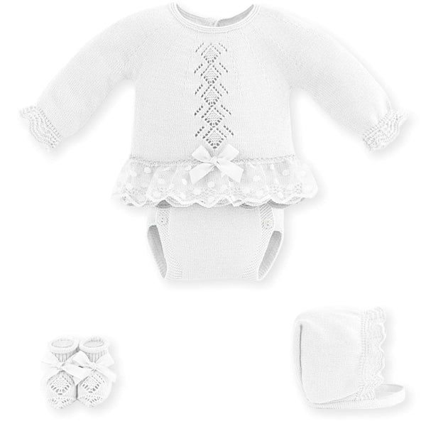 Mac ilusion Baby Girls Fine Knitted Four Piece Set White 7628