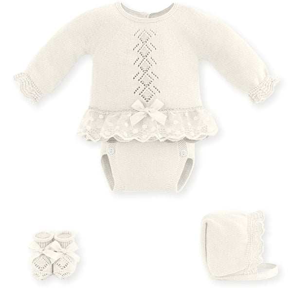 Mac ilusion Baby Girls Fine Knitted Four Piece Set Cream 7628