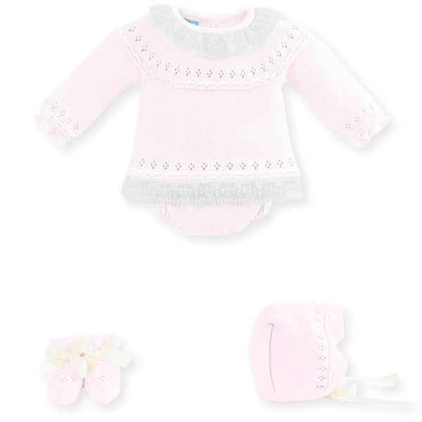 Mac ilusion Pink Lace Four Piece Outfit For Newborn - 7629X