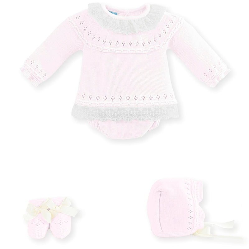 Mac ilusion Pink Lace Four Piece Outfit For Newborn - 7629X