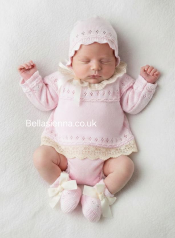 Mac ilusion Pink Lace Four Piece Outfit For Newborn - 7629X