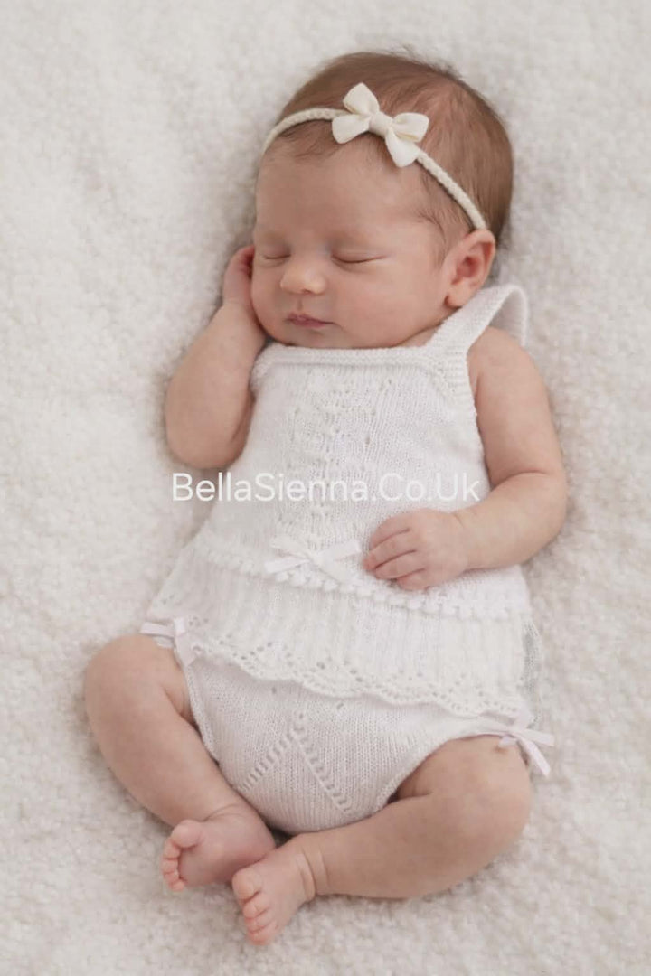 Mac iluison Baby Girls Fine Knitted Two-Piece Summer Lace Set White  7259