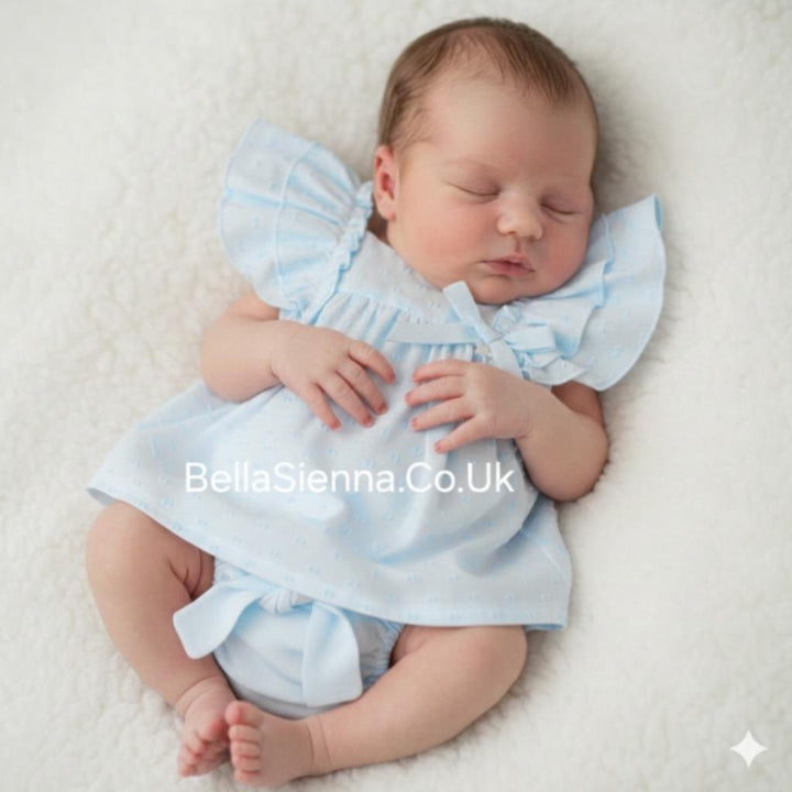Mac ilusion Blue Ruffle Two Piece Outfit For Newborn Baby Girl 7709
