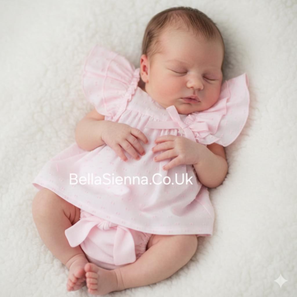 Mac ilusion Pink Ruffle Two Piece Outfit For Newborn Baby Girl 7709