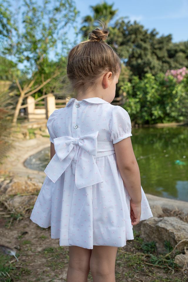 Naxos White, Pink & Lilac Pastel Hand Smocked Dress - 7725