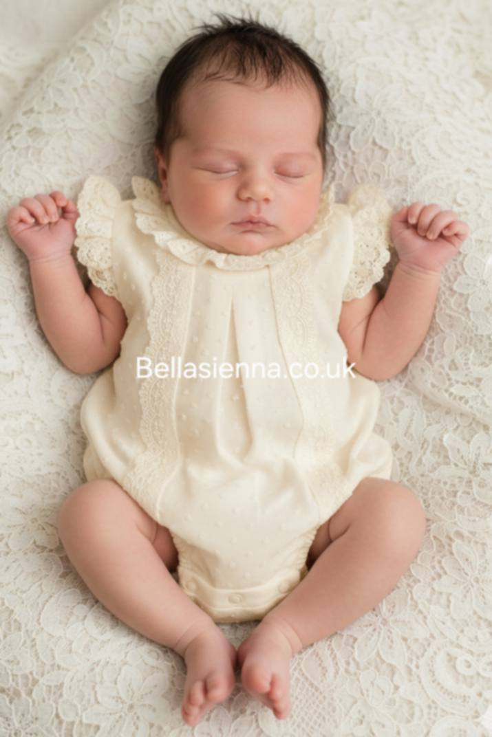 Mac ilusion Baby Girls Cream Romper With Lace 7753