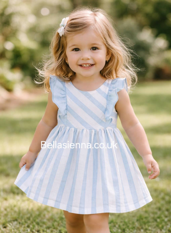 Mac ilusion white and blue summer dress with ruffles 7758