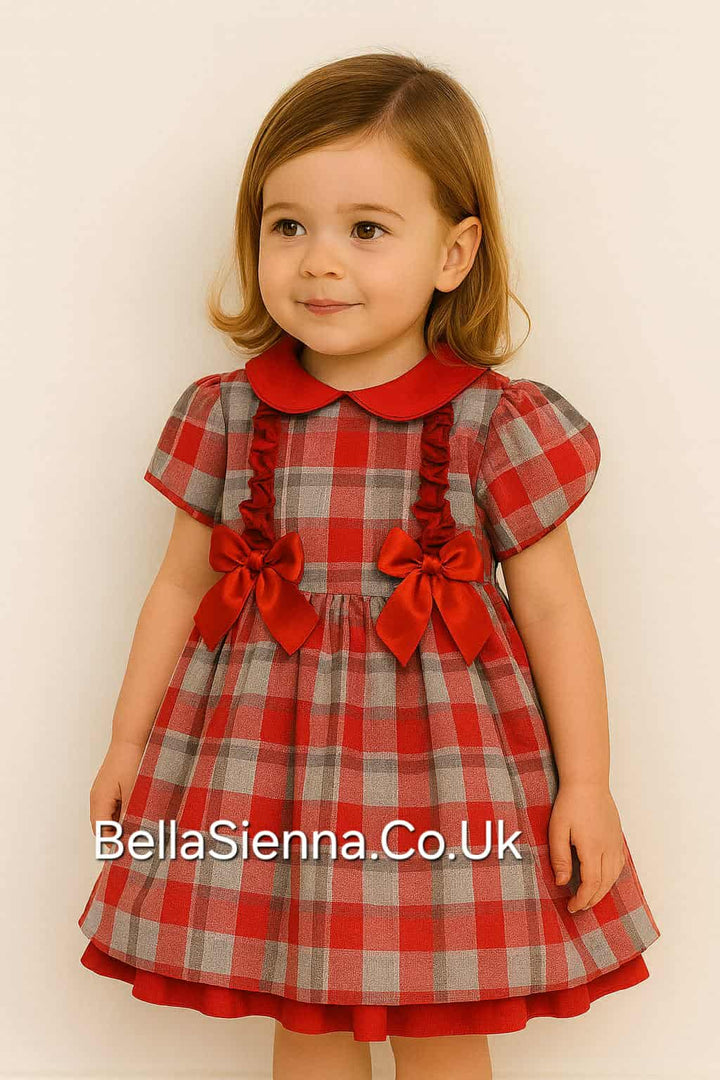 Pretty Originals Red Check Bow Dress - MC01158
