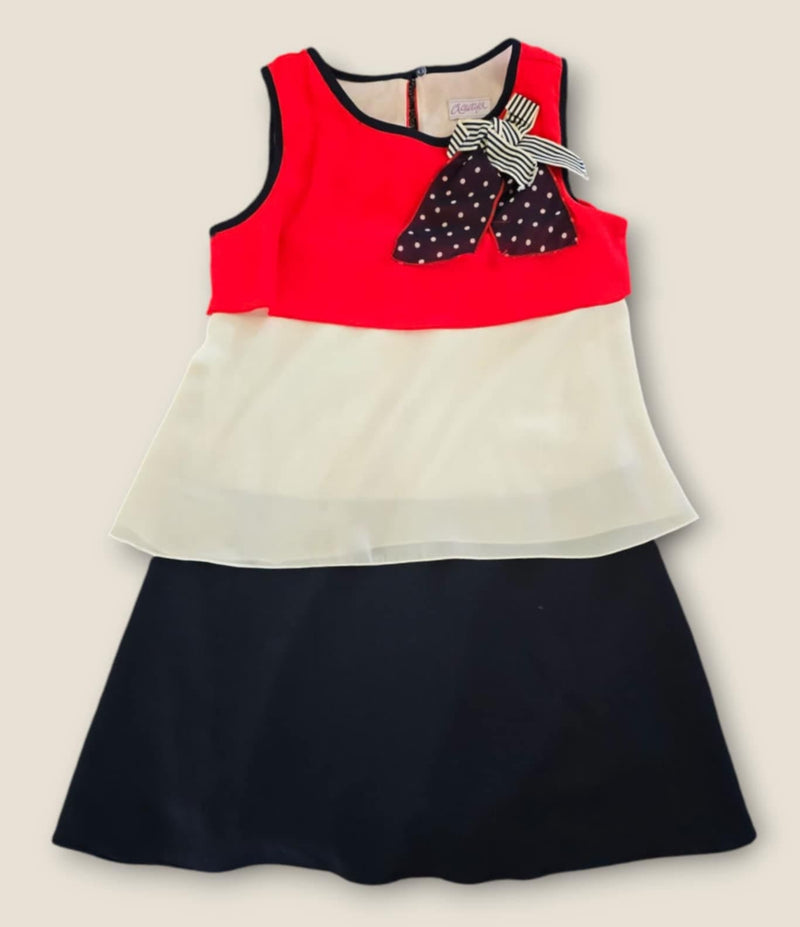 Amaya Red White And Blue Dress With Bow - 96430