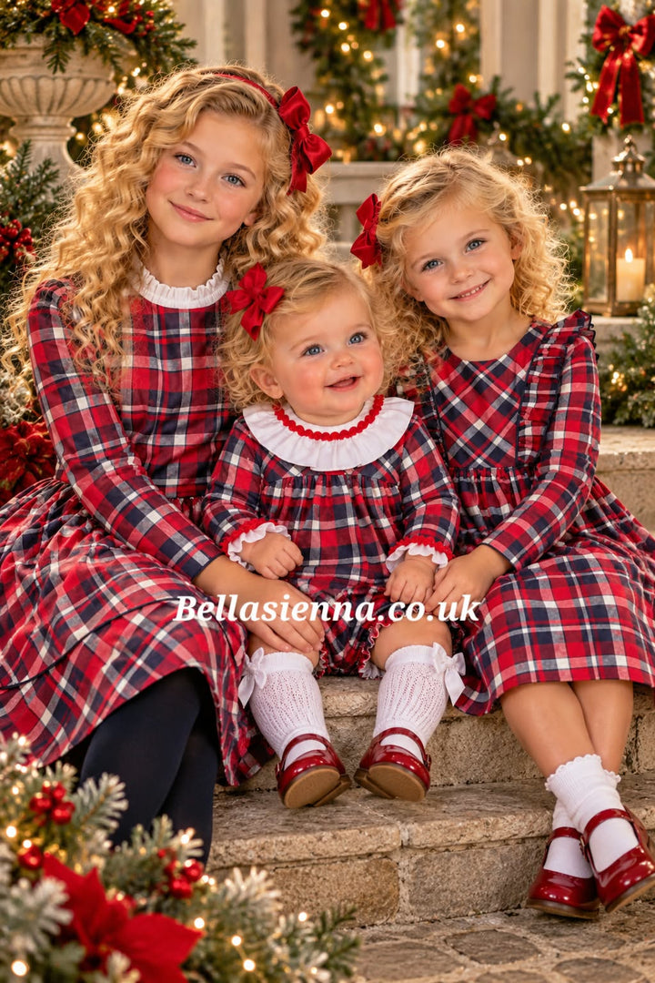 Dbb Collection Navy, Red & White Tartan Dress - 08503