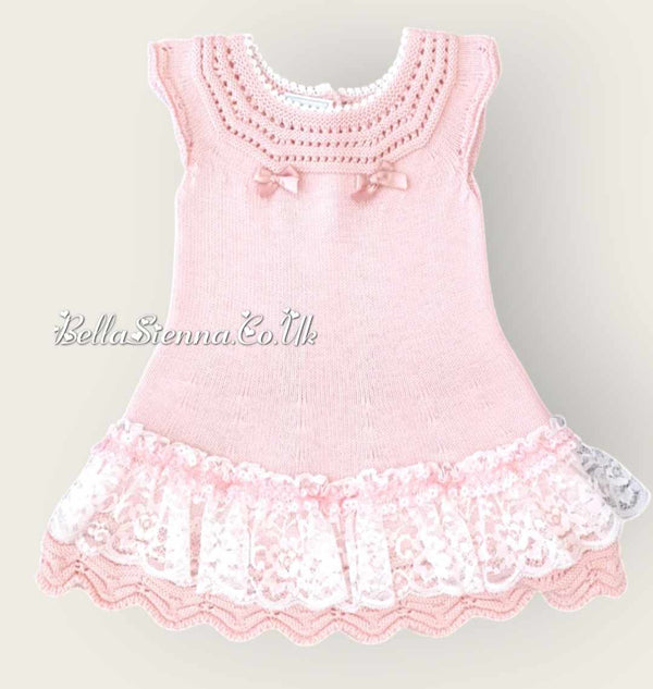 Carmen Taberner Baby Girls Summer Fine Knitted Dres With Lace