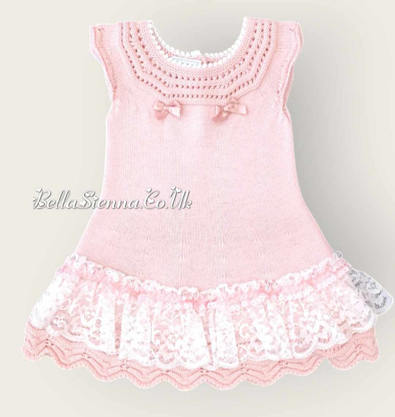 Carmen Taberner Baby Girls Summer Fine Knitted Dres With Lace