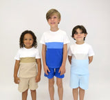 Harris Kids "Cole" Crew neck Tri Colour Shorts Set - Royal Blue