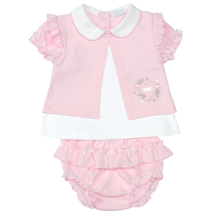 Amore Girls 100% Cotton Pink & White "Pretty Heart" Jam Pants Set - 8013