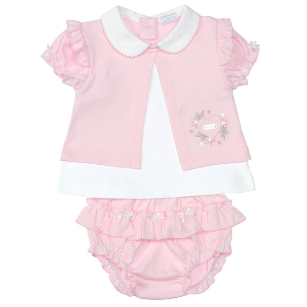 Girls 100% Cotton Pink & White "Pretty Heart" Jam Pants Set - 8013