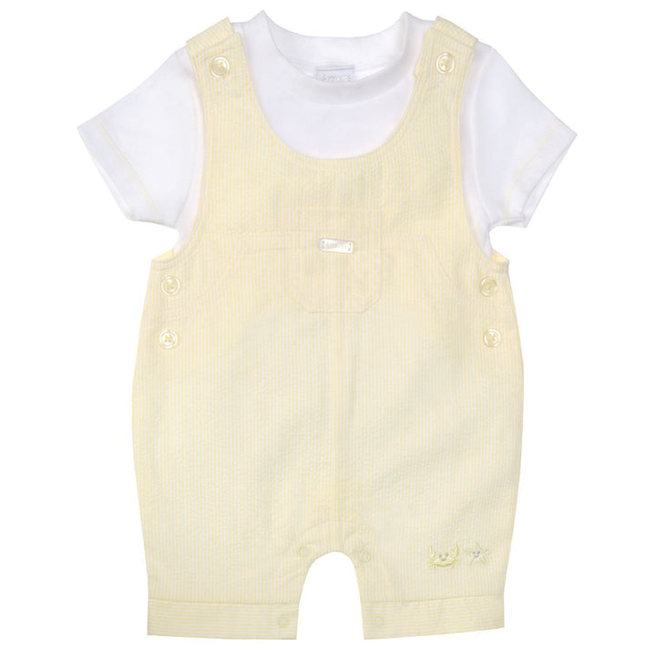 Boys Two Piece Lemon & White Dungaree & Top Set - 8047