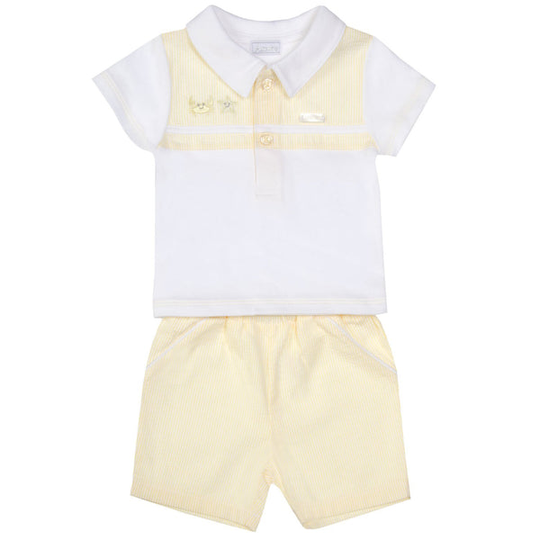 Boys Two Piece Lemon & White Shorts Set - 8049B