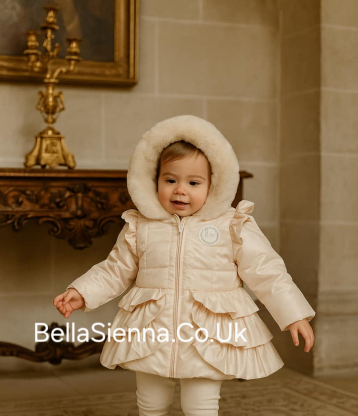 Mintini Girls Gold Coat With Diamante detail & Bow Back - MB5934