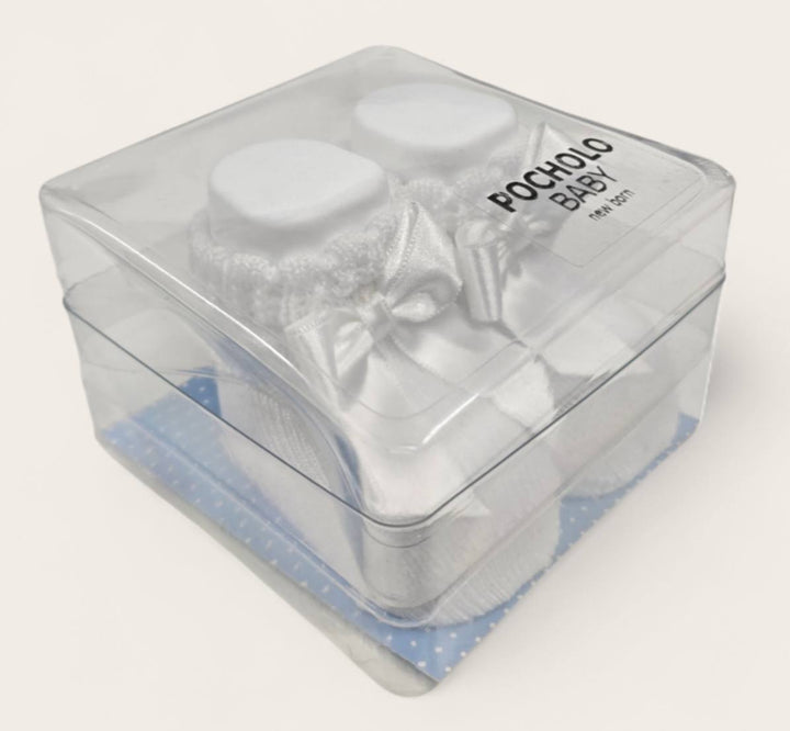 Pocholo Baby White Bow Newborn Ankle Socks  Socks