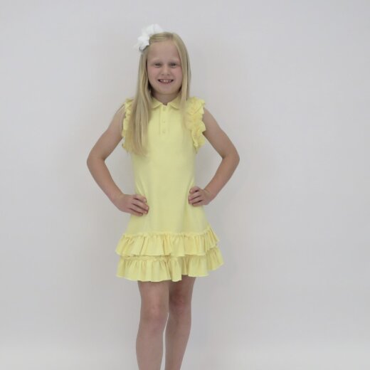 Harris Kids "Norah" Girls Frilly Polo Dress - Lemon