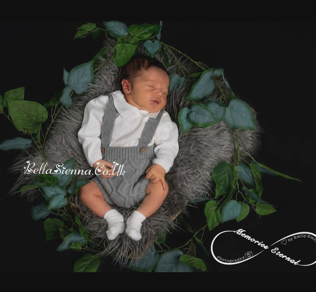 Mac ilusion 2 piece knitted set For Newborn- Luna Grey